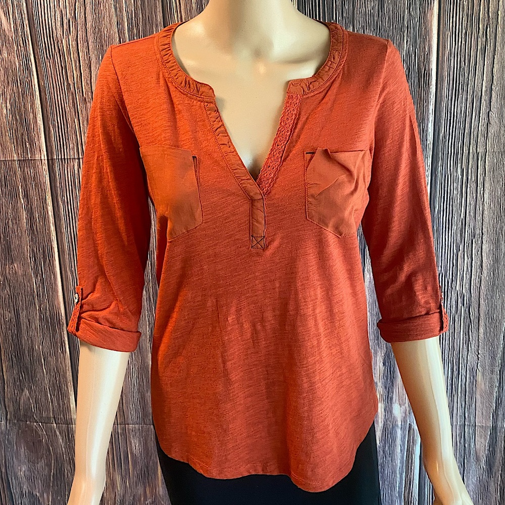 Anthropologie NWT size small burnt orange boho summer blouse top